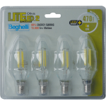 LAMPADA LED FILAMENTO BEGHELLI CF.4PZ OLIVA E14 4W L.BIANCA