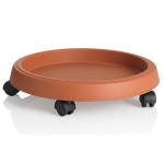 BAMA SOTTOVASO TONDO COLORE TERRACOTTA CON RUOTE PER TRASPORTO CM.25