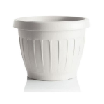 BAMA ELEGANTE VASO PER FIORI EFFETO ROMA IMPERO A SCALANATURE ROTONDO TONDO BIANCO CM.25