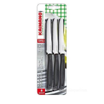 COLTELLO DA TAVOLA PROFESSIONALE DA CUCINA LAMA PUNTA INTERAMENTE DENTATA IN ACCIAIO INOX 11 CM SET DA 6 PEZZI COLORE MANICO NERO