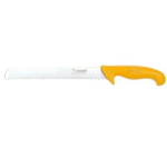 COLTELLO PROFESSIONALE ECO DA CUCINA PER PANE LAMA IN ACCIAIO INOX CM.22 COLORE MANICO GIALLO