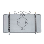 PARASCINTILLE PER CAMINO STUFA A 3 ANTE IN FERRO CON POMOLI OTTONE 100X55 CM
