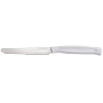 COLTELLO DA TAVOLA PROFESSIONALE DA CUCINA LAMA PUNTA DENTATA IN ACCIAIO INOX 11 CM SET DA 6 PEZZI COLORE MANICO BIANCO