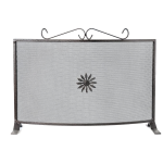 PARASCINTILLE PER CAMINO IN FERRO BATTUTTO FISSO CURVO PER CAMINETTO 62X45 CM