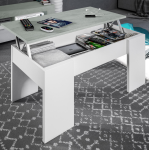 KIT TAVOLO CAFFÈ ELEV.50X100X45/56H BIANCO/CEMEN