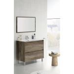 MOBILE SOTTOLAVABO PER BAGNO MODELLO 'DAKOTA' CON 2 CASSETTI E SPECCHIO CM 80X45X80H COLORE ROVERE NORDIK