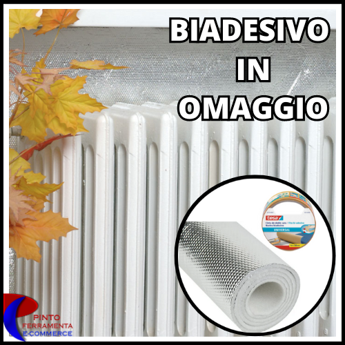 Pannello Termoriflettente Alluminizzato Bianco, cm. 70x100, per Termosifoni  e Caloriferi, Ritagliabili su Misura con Nastro Biadesivo Incluso