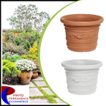 VASO FIORIERA IN RESINA FESTONATO TONDO TERRACOTTA O BIANCO DA INTERNO ESTERNO